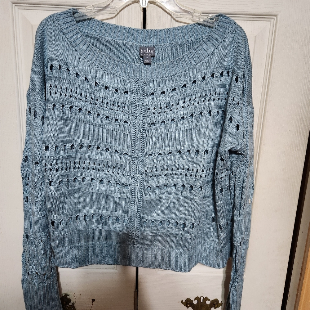 Soho Women's Knit Sweater in Soft Blue - Picture 4 of 9